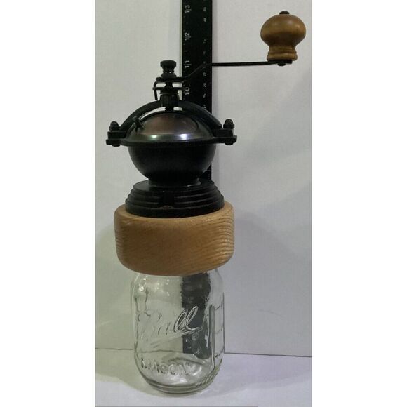 Vintage Style Canning Jar Coffee Grinder Country Farmhouse Decor Kitchen - Picture 7 of 9